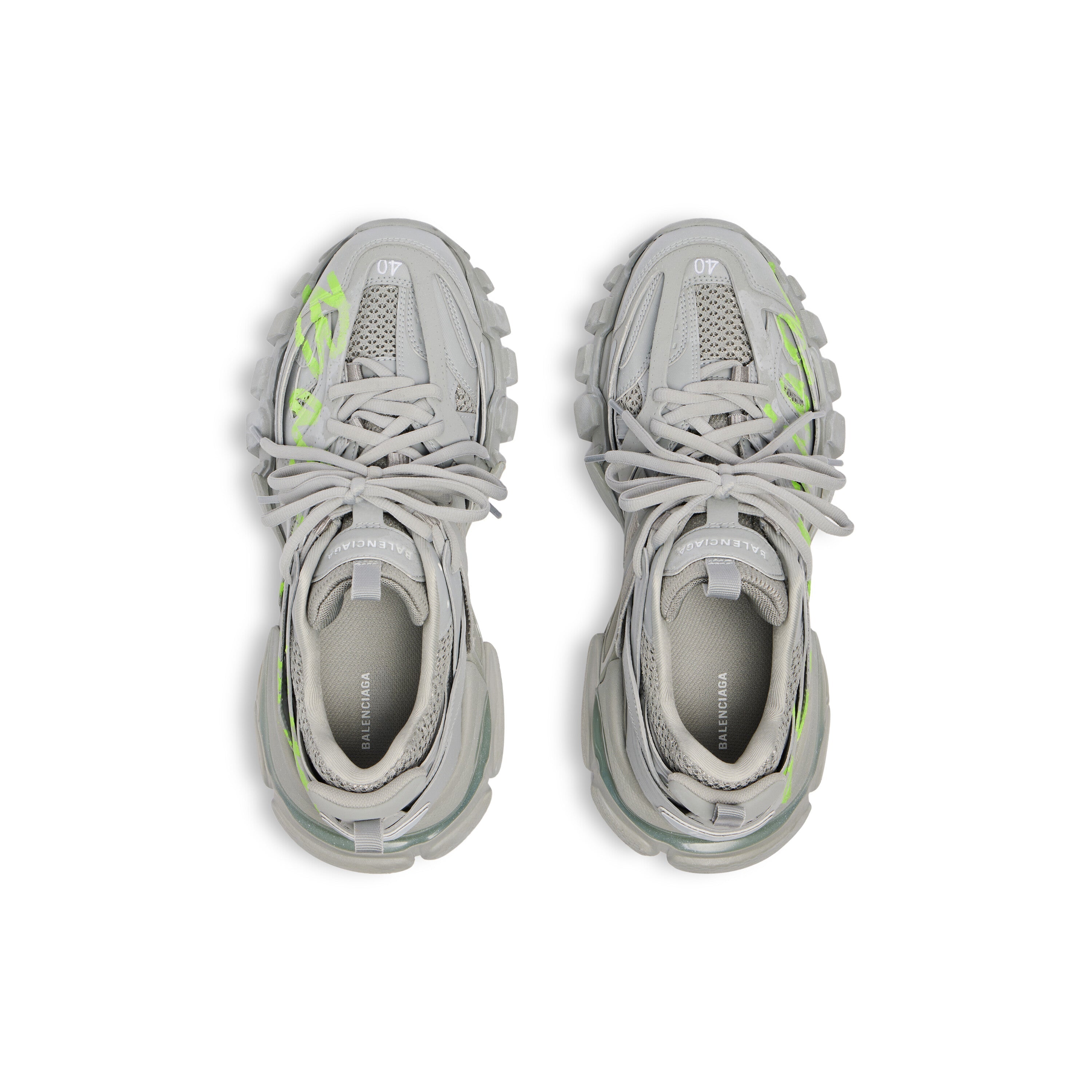 Balanciaga Track Grijs Met Logo Geel Fluo