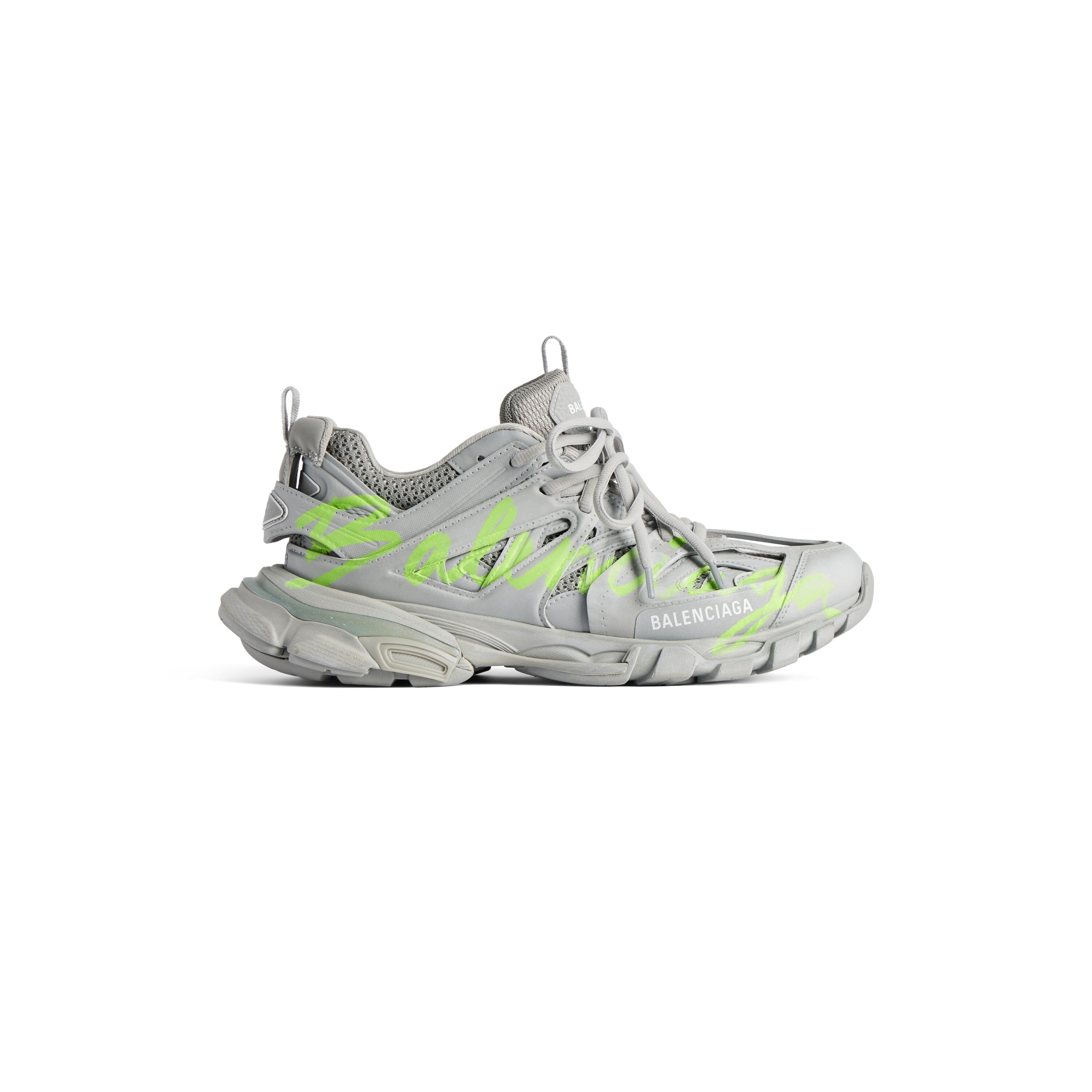 Balanciaga Track Grijs Met Logo Geel Fluo