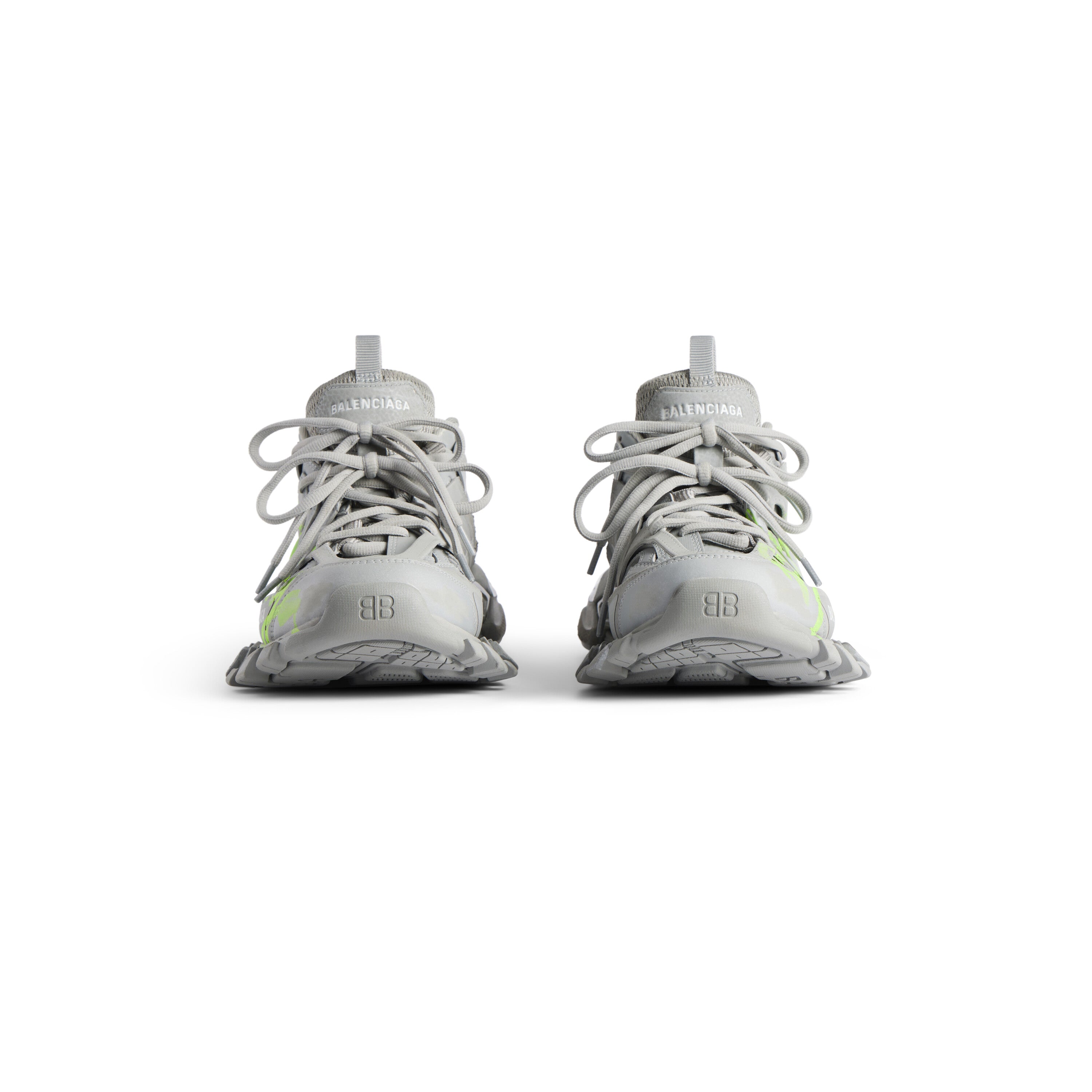 Balanciaga Track Grijs Met Logo Geel Fluo