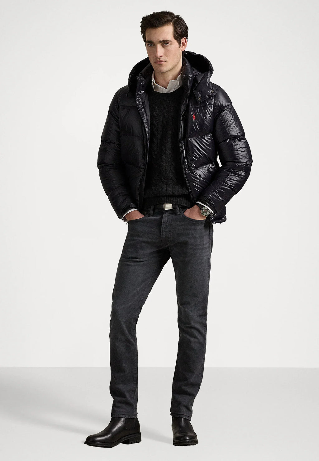 Donsjas Ralph Lauren Puffer Zwart Brillante
