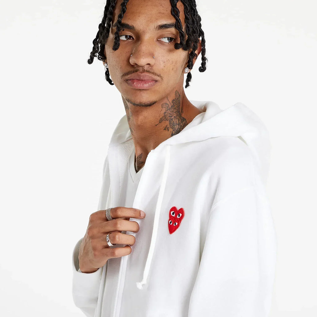 Sweater rits CDG Met Capuchon Wit