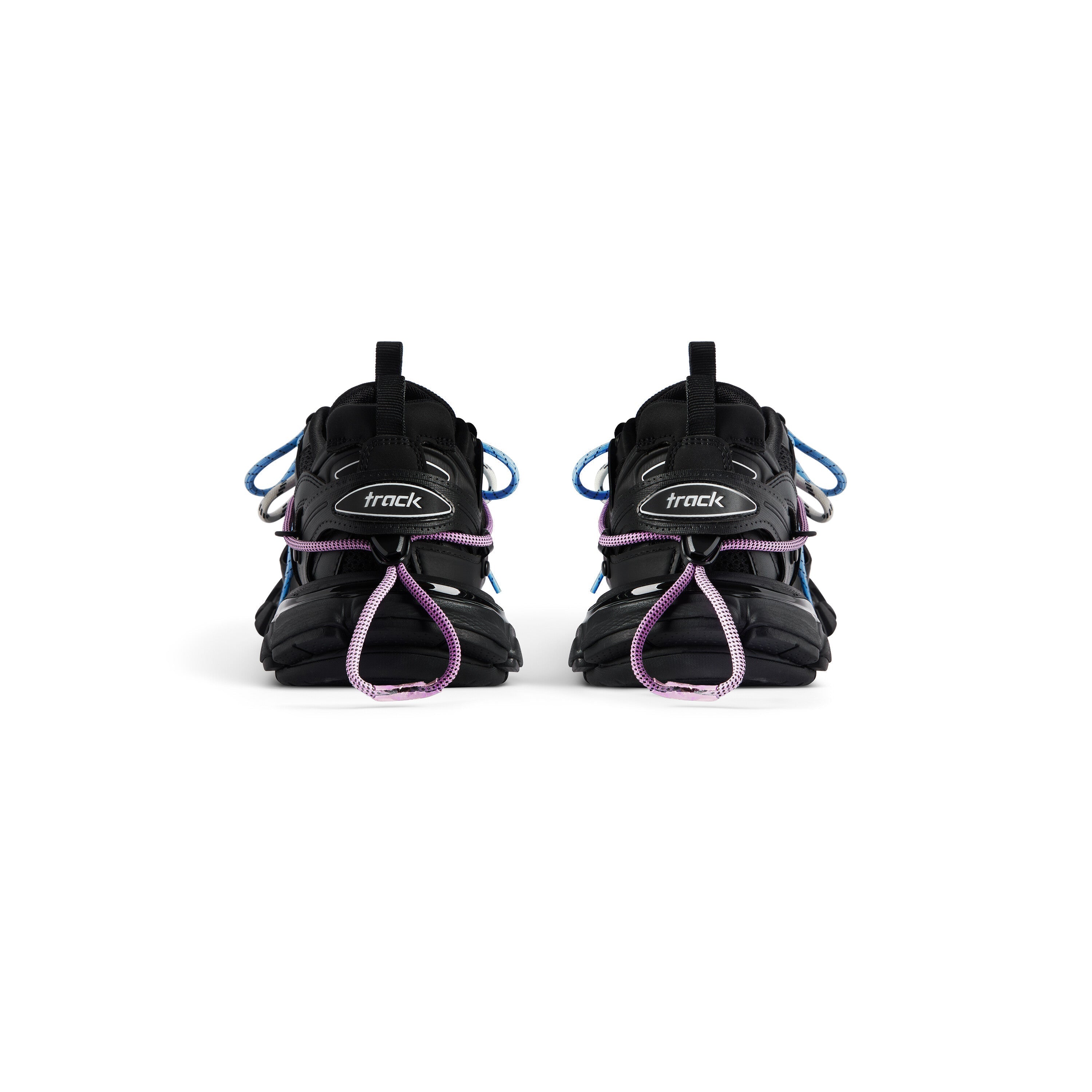 Balanciaga Track Zwart Met Veters Roze En Blauw