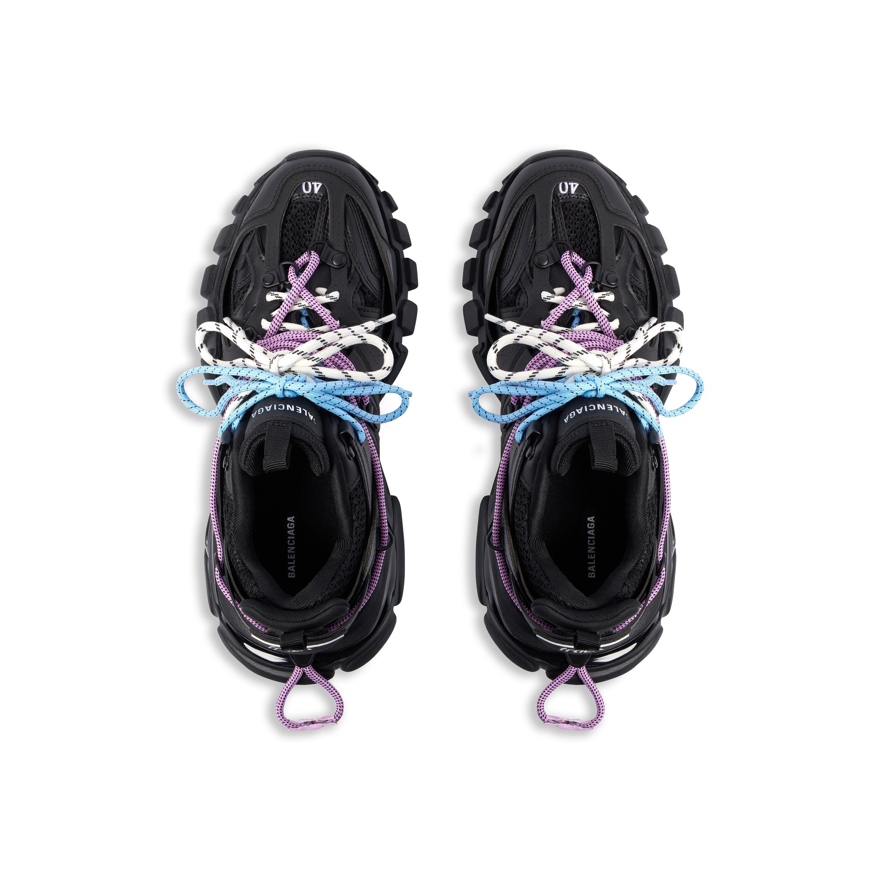 Balanciaga Track Zwart Met Veters Roze En Blauw