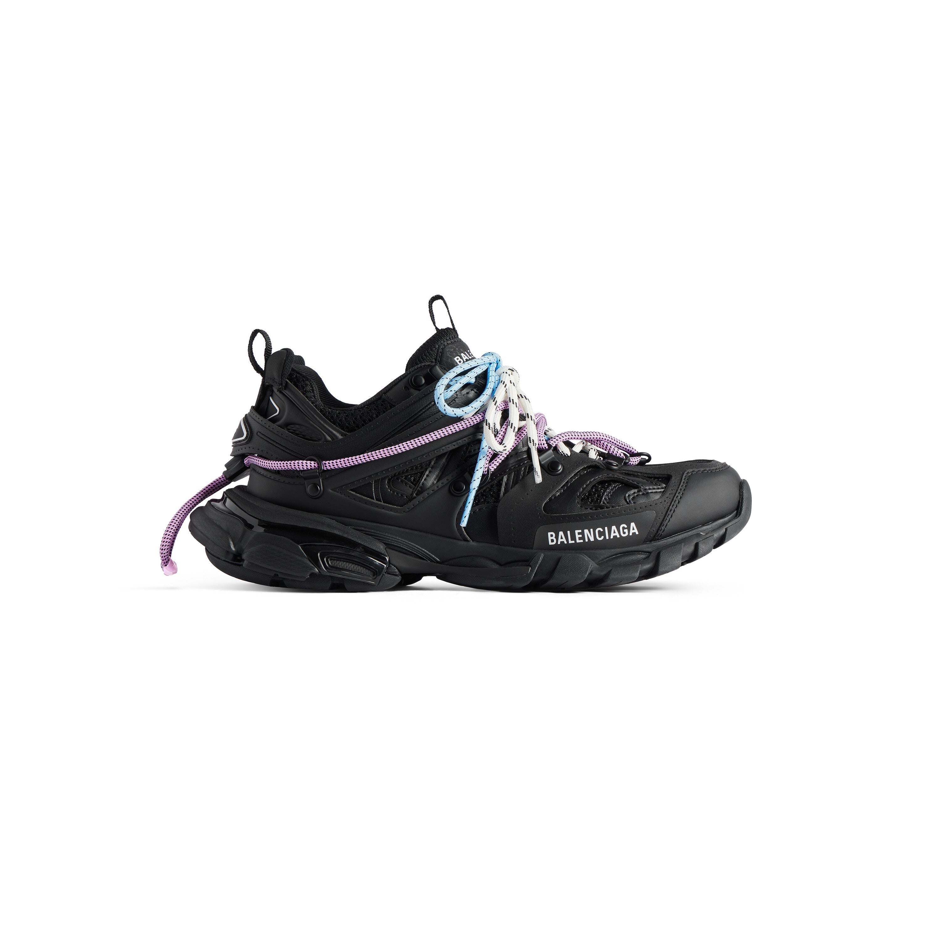 Balanciaga Track Zwart Met Veters Roze En Blauw