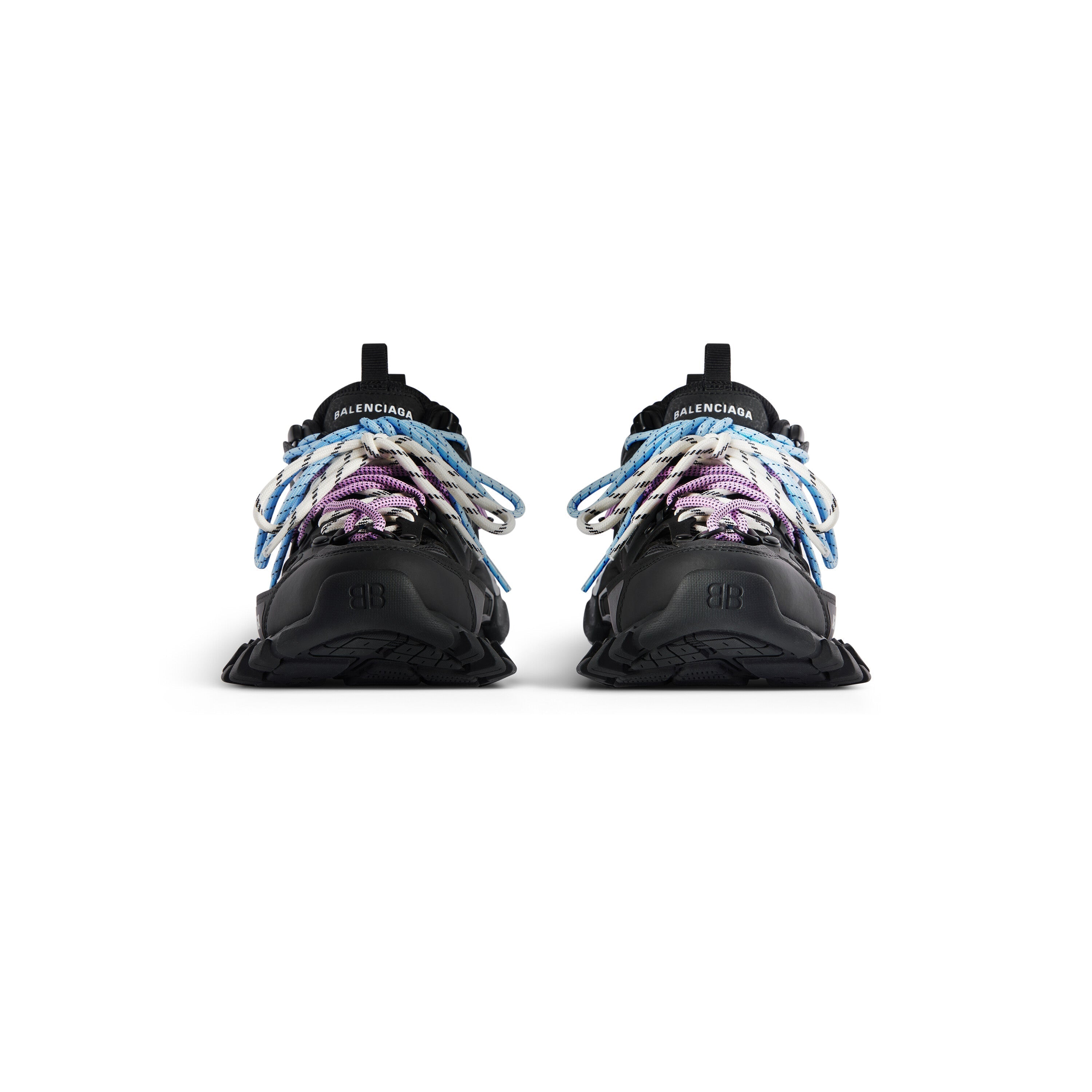 Balanciaga Track Zwart Met Veters Roze En Blauw