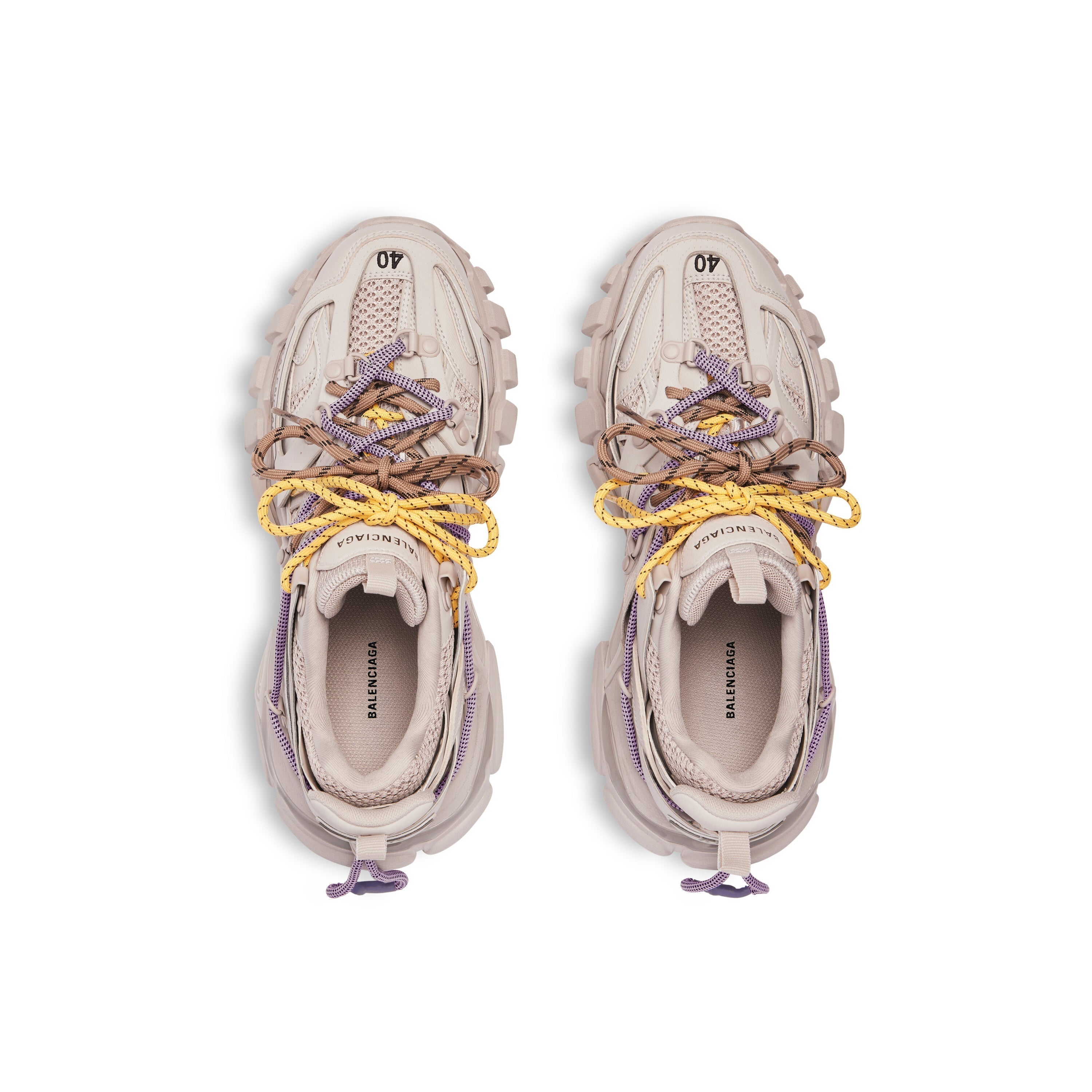 Balanciaga Track Taupe Met Veters Geel En Violette