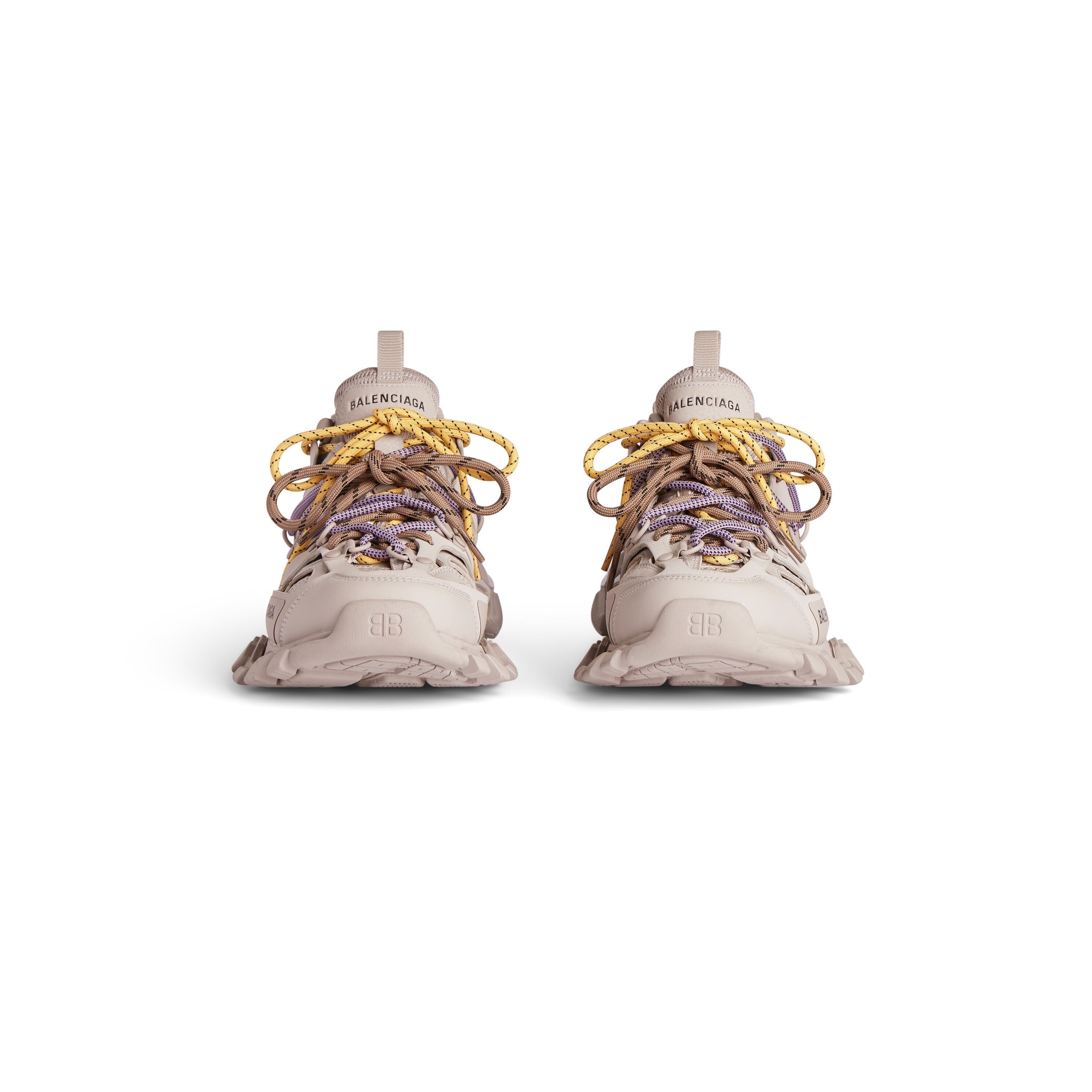Balanciaga Track Taupe Met Veters Geel En Violette