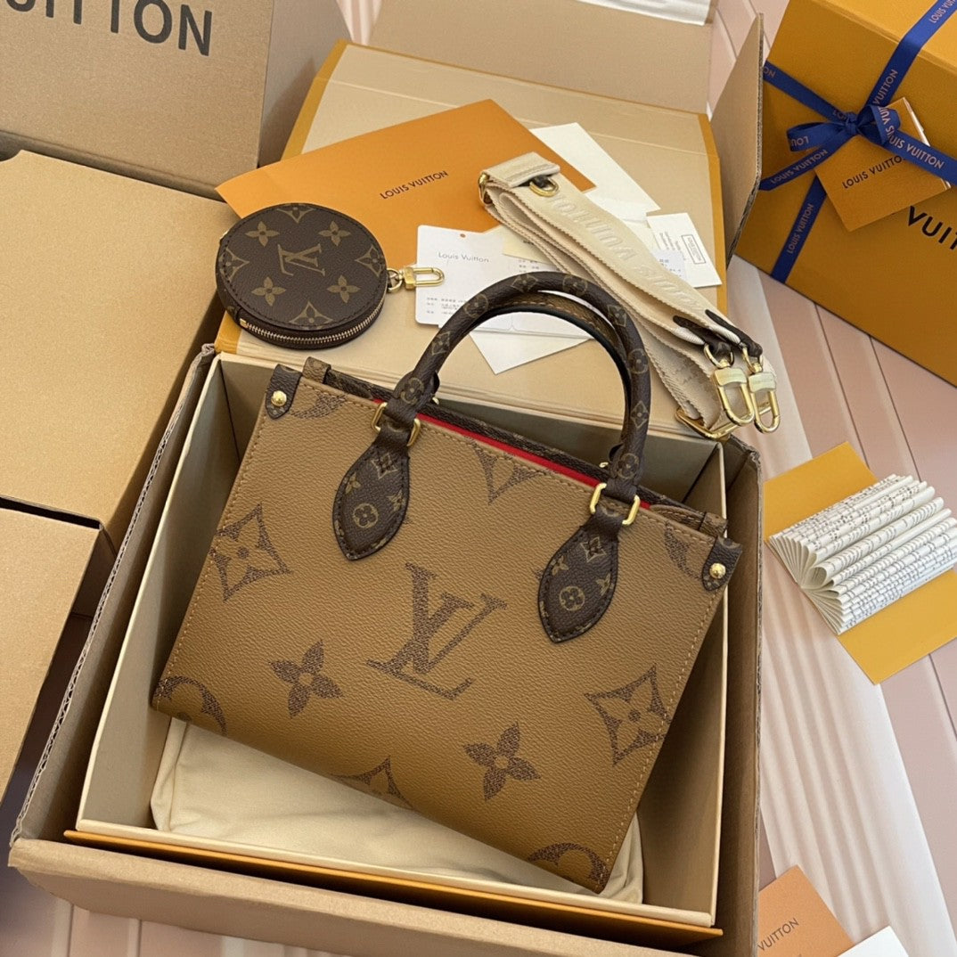 LV - Petit Cabas OnTheGo BB Maron dubbel