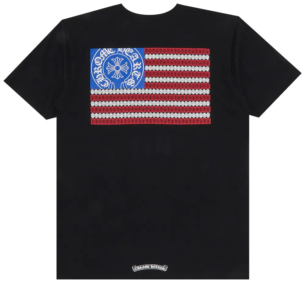 T-Shirt Chrome Heart Zwart Drapeau US