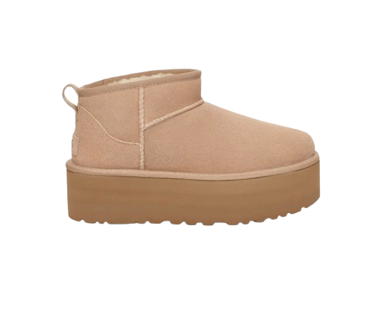 UGG Botte Klassiek Ultra Mini met plateforme Beige