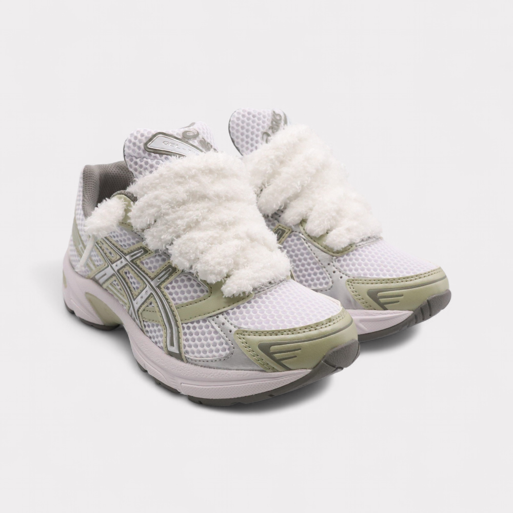 GEL-1130 Dried Leaf Groen - Fluffy Veters Wit