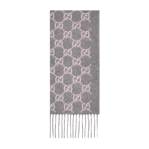Muts En Sjaal in jacquard van kasjmier GG in Grijs Licht