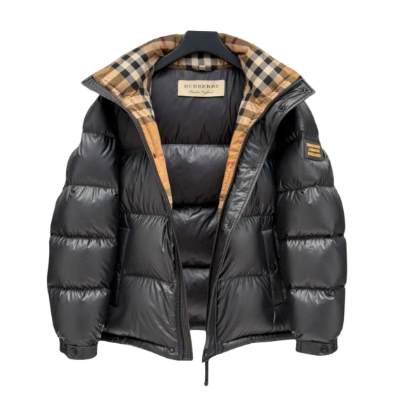Burberry Donsjas Zwart intérieur Beige
