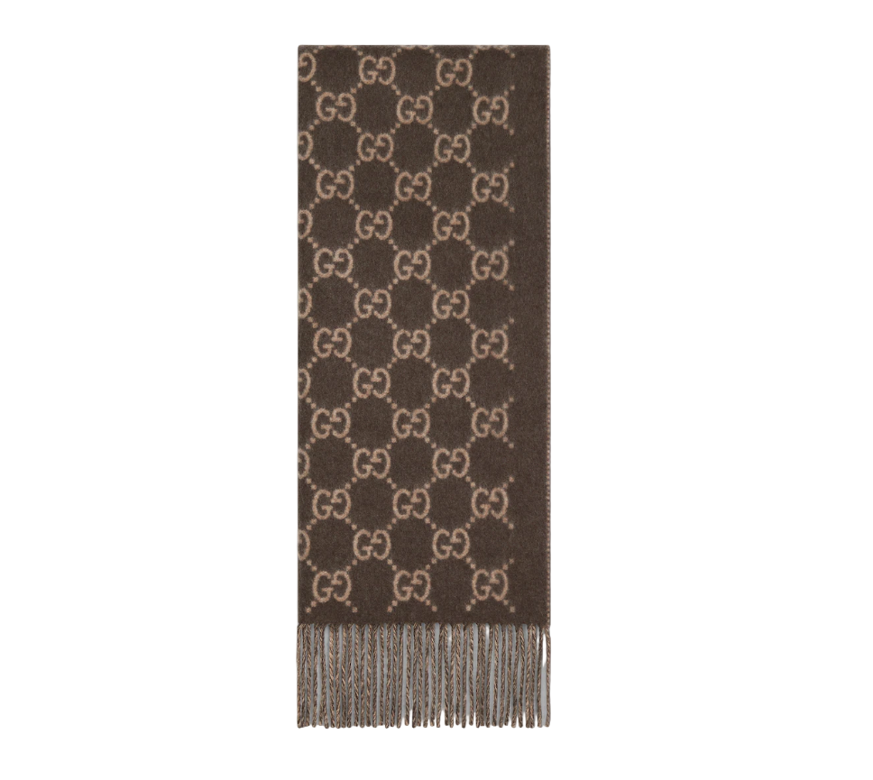 Muts En Sjaal in jacquard van kasjmier GG in Bruin