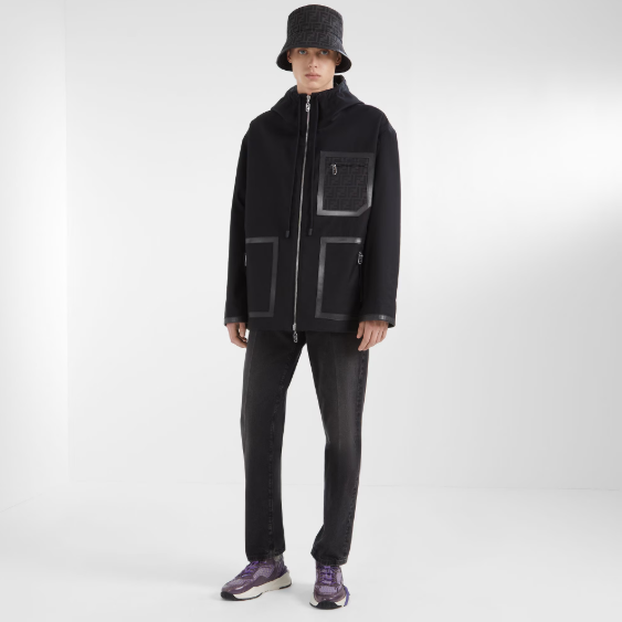 Fendi Chapeau in nylon FF Zwart