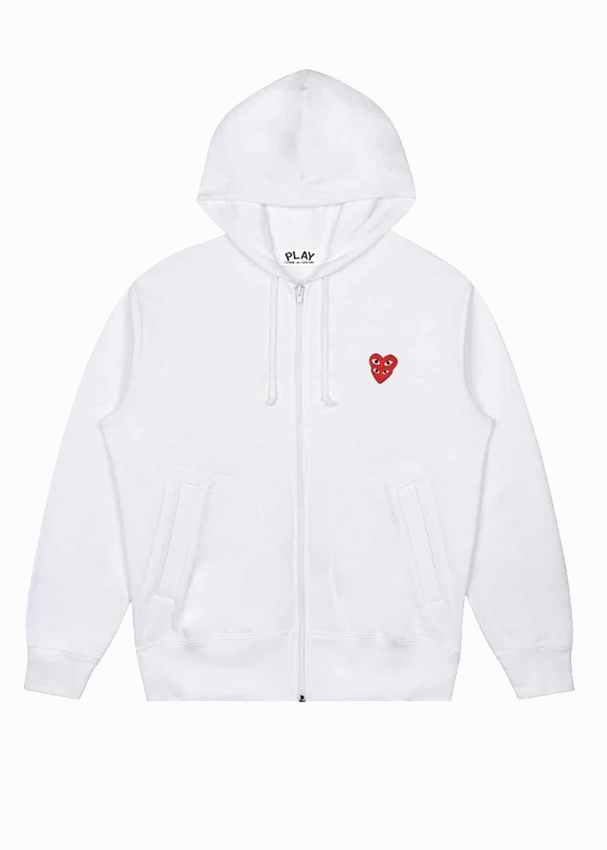 Sweater rits CDG Met Capuchon Wit