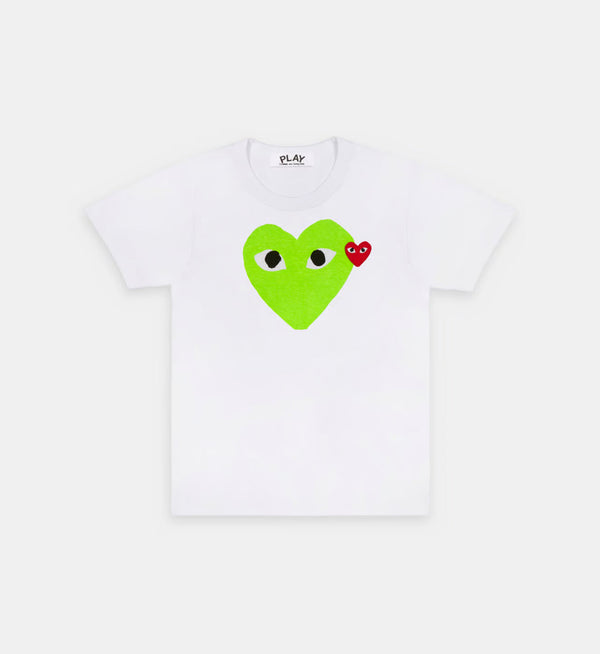 T-Shirt CDG Wit En Groen Fluo